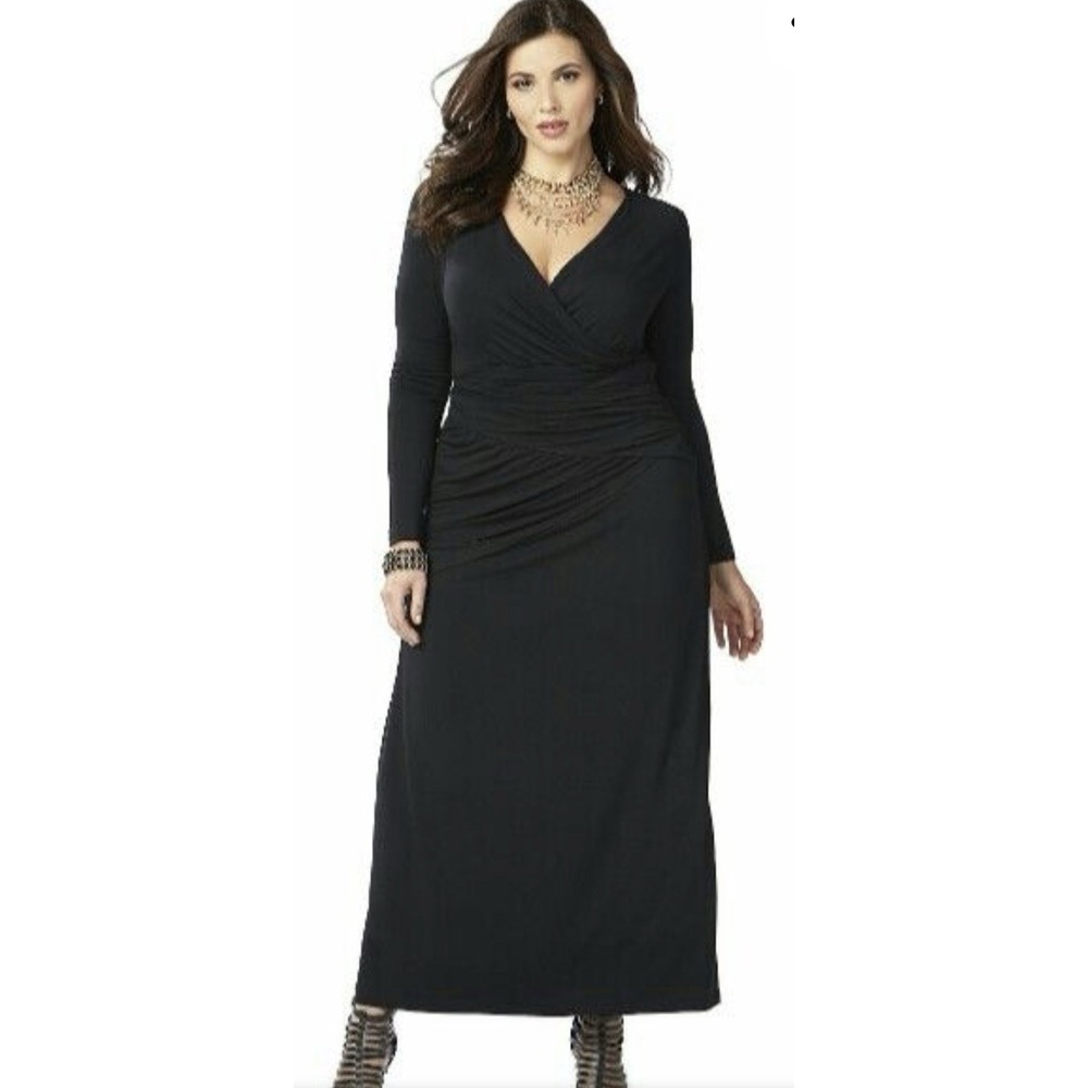 Catherine's‎ Women's Size 6X Curvy Collection Black Draped Whimsigoth Midi Dress